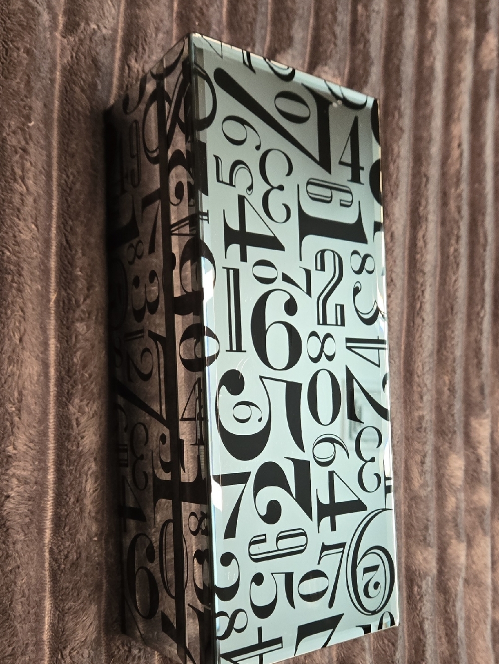 Decorative Number Pattern Rectangular Box - Black on Mirror